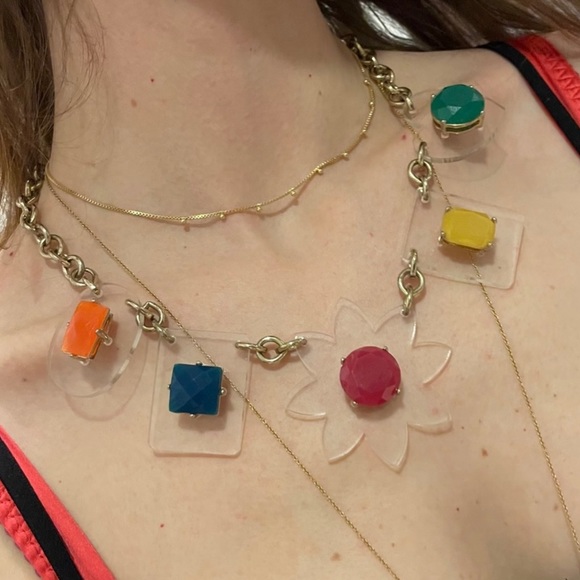 Very cool vintage clear lucite multiple pendant necklace - Picture 3 of 8